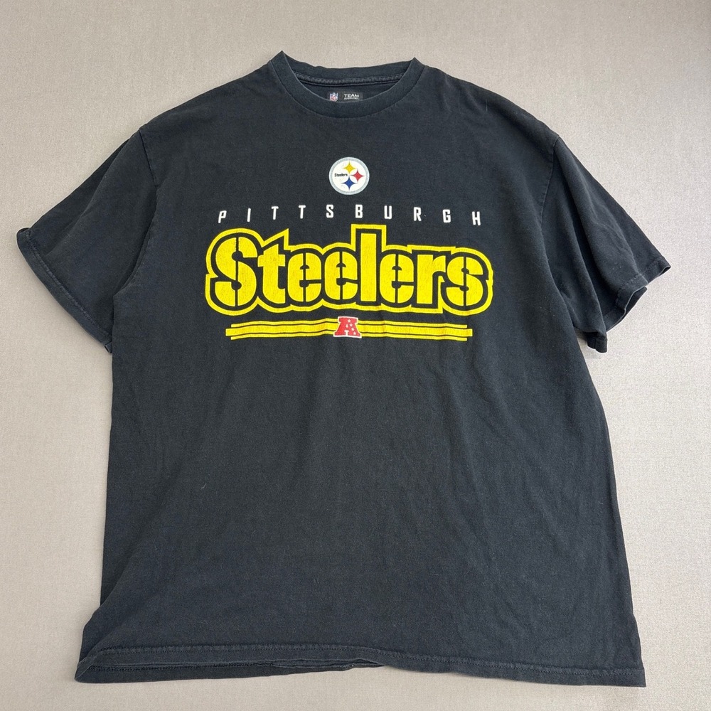 NFL Team Apparel Pittsburgh Steelers T-Shirt Mens XL Black Graphic Tee AFC